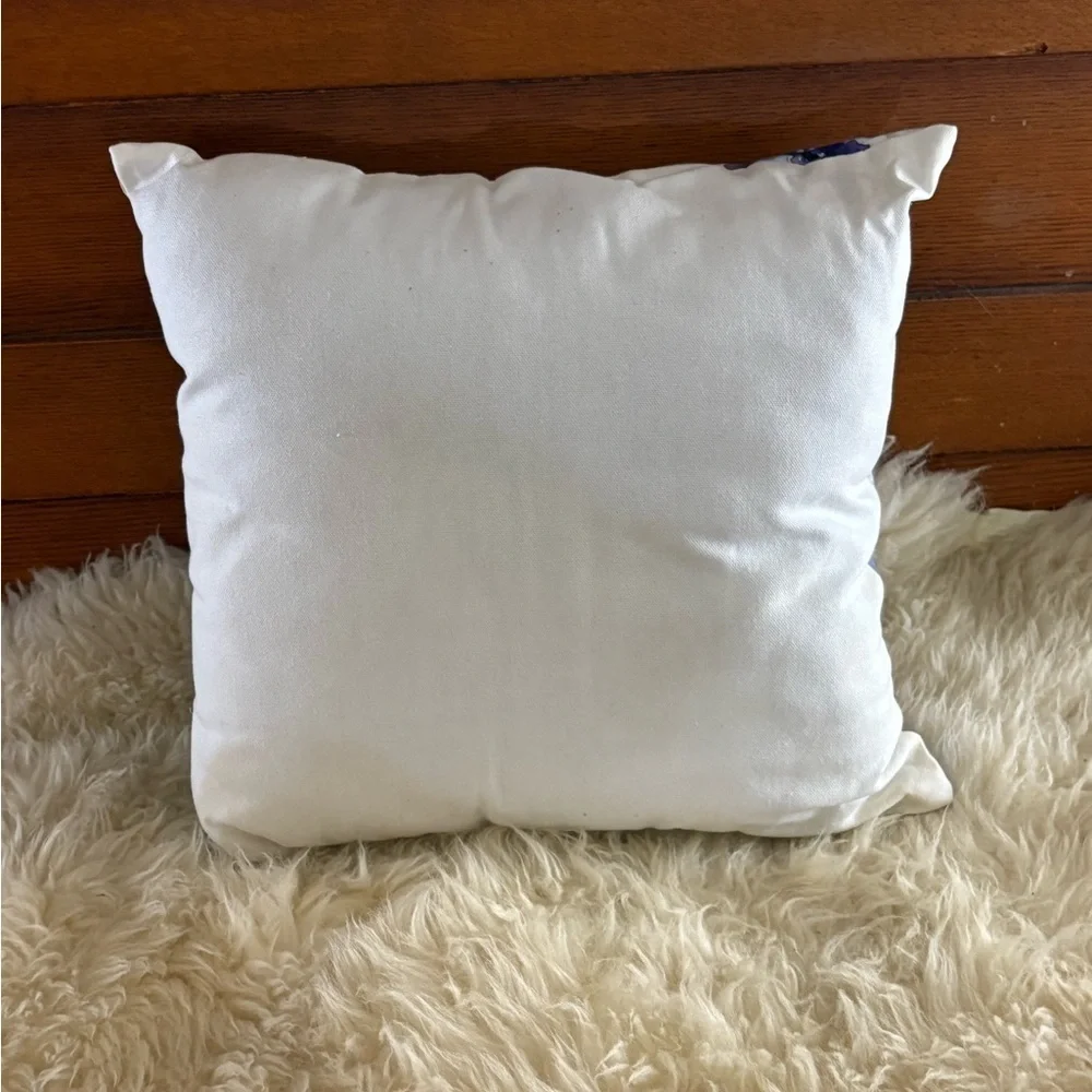 Floral Decorative Pillow with Purple Blue and Sparkling Gold Accents